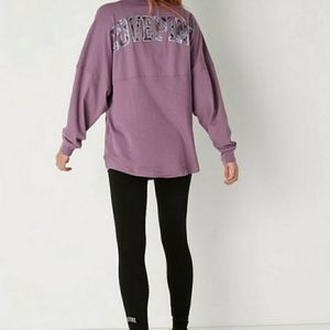 Pink Varsity long sleeve Crew Tee sz-M